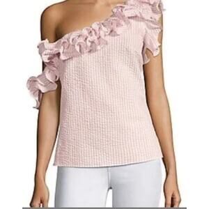 Petersyn Arabella Roseseer Ruffle One Shoulder Top Womans Small